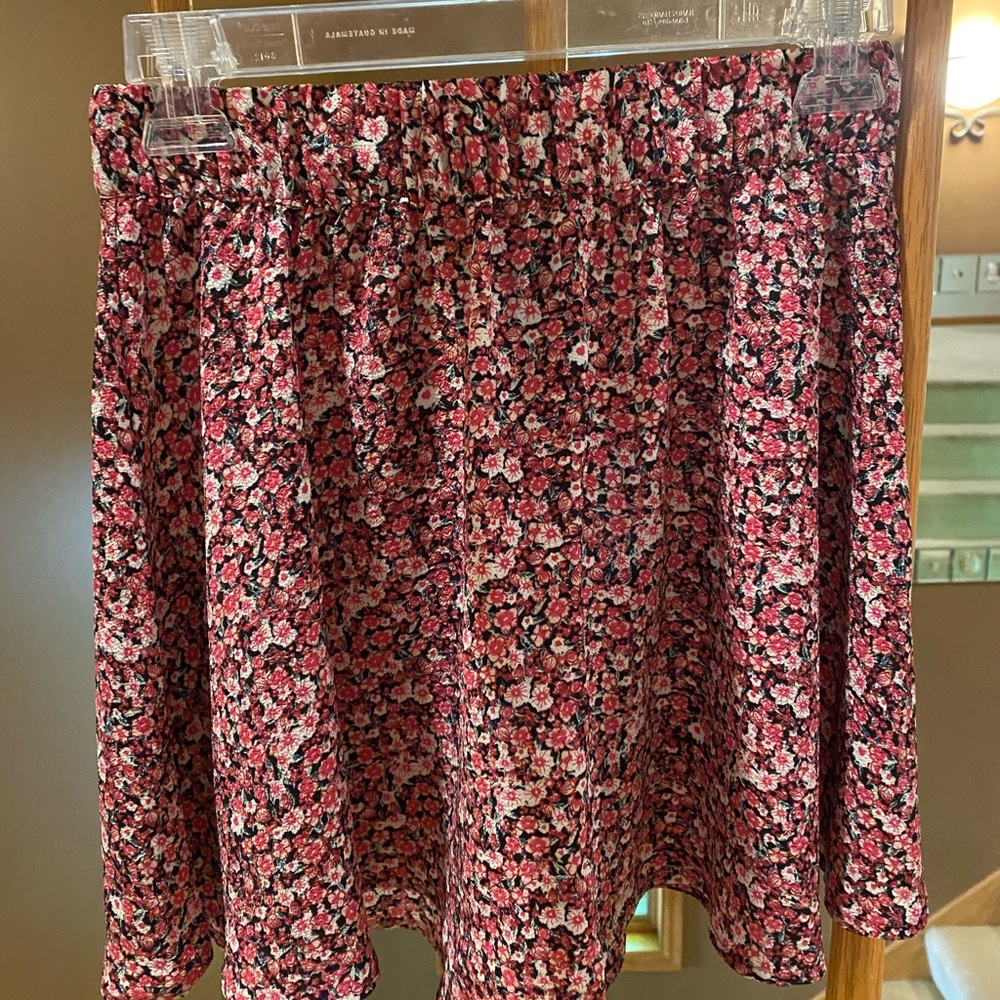 Floral Mini Skirt - Pink and Black